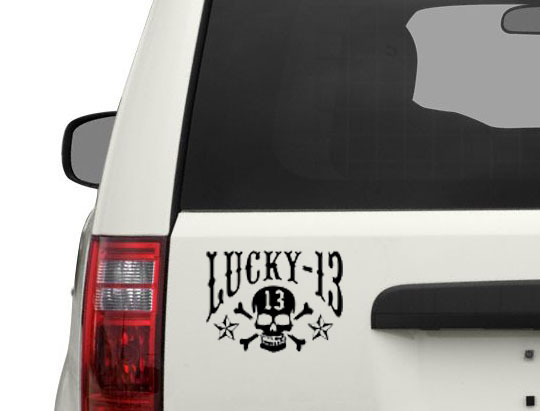 Lucky 13 Sticker Skull Head Decal Car Vinyl Decal 12