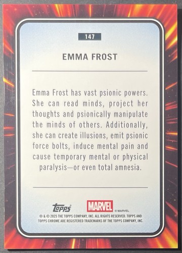 ( /25 ) Emma Frost 2025 Topps Chrome Marvel 147 Orange Refractor SSP X-men - Picture 2 of 2