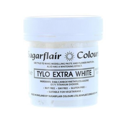 Kaugummi Tragant Sugarflair Extra Weiß 50g Tylo Tylose Pulver Glasur Essbar Kleber