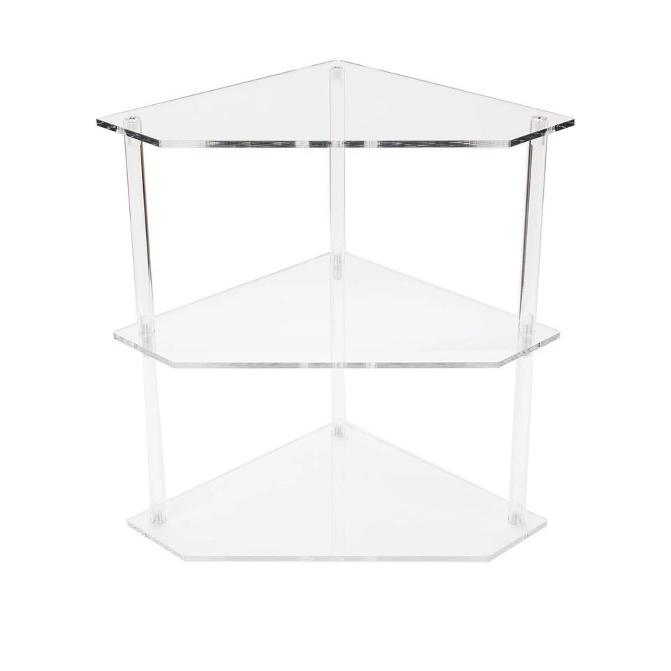 Acrylic Corner Side Table Small 3 Tier Triangular End Table For Living Room Bed☚ - Image 4 of 4