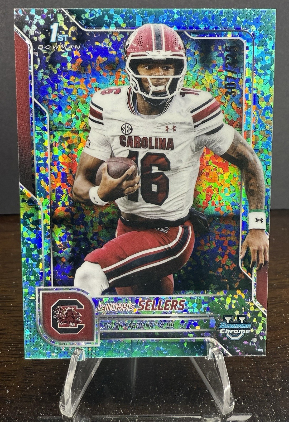 2025 Topps Bowman U- LaNorris Sellers- 1st Bowman Chrome Aqua Mini Diamond /325