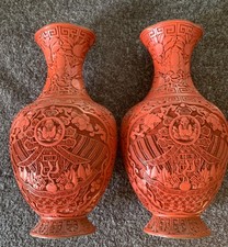 中国 堆朱花瓶 35cm 中国雕漆花瓶| eBay