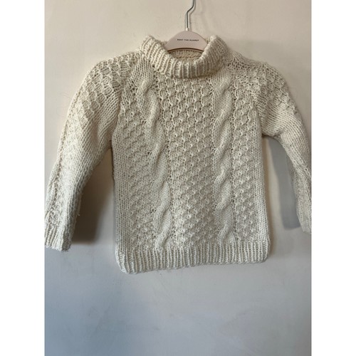 Vintage Hand Made Homemade Wool Cable Knit Fishermans Irish Sweater Kid Baby - Picture 3 of 7