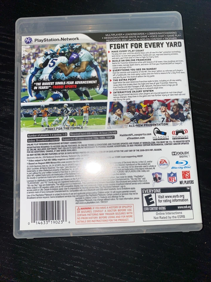Lote Madden NFL (07, 09, 10) Juegos de Fútbol Sony PS3 Probados Funcionando EA Sports Foto 3 de 4