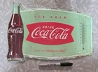 Retro Coca-Cola Vintage Style Metal Sign With Thermometer 14" Embossed