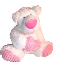 Aurora White Pink Heart Large Bear Plush Stuffed Animal Toy Valentine Gift