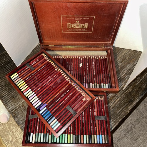 Rexel Derwent Fine Art Farbstifte 90er Set Holzbox GT BRITAIN
