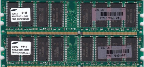 512MB 2x256MB PC-2100 DDR-266 SAMSUNG M368L3313BT1-CB0Q0 175924-001 DDR1 RAM KIT - Picture 1 of 2
