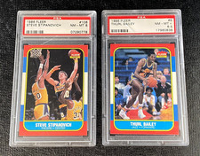 Lot Of 2 Damaged Case PSA 8.5 + 8 1986 Fleer Thurl Bailey 6 Steve Stipanovich