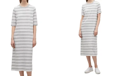 COS Vestido Camiseta Midi Jersey Algodón Rayas, Talla M, Gris - Imagen 1 de 4