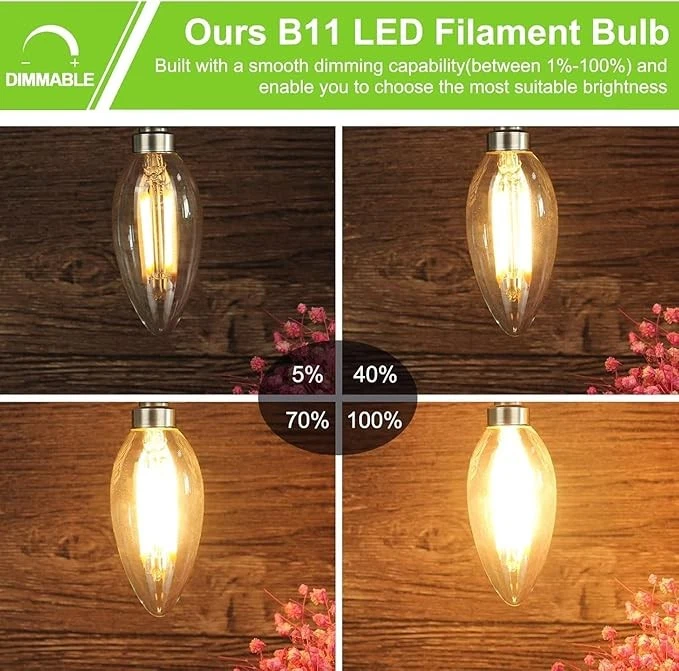 C35/B11 4W LED Light Bulbs 40 Watt Equivalent Not-Dimmable E12 Chandeliers Bulb - Image 4 of 4