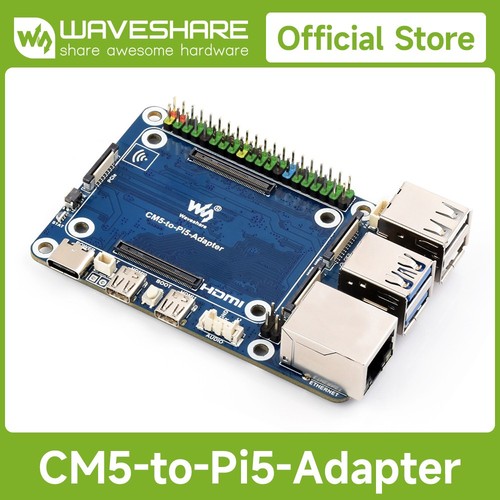 Waveshare CM5 To Pi 5 Adapter Board For Raspberry Pi 5,  Onboard Audio Header - Picture 1 of 20