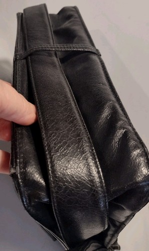 Vintage 60s Theodor Black Leather Shoulder Bag With Foldout Organizer - Picture 15 of 18