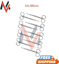 Iris Micro Dissecting Precision Lab Scissors, Fine Point Straight - 10 Pcs
