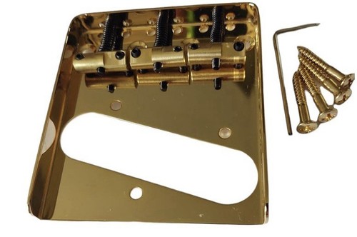 Wilkinson WTB No Logo Telecaster Bridge mit kompensierten Messingsätteln Tele Gold