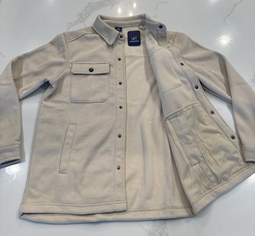 George Men’s Oatmeal Heather Knit Fleece Shirt Snap Button Jacket Sz M - NWT - Picture 6 of 6