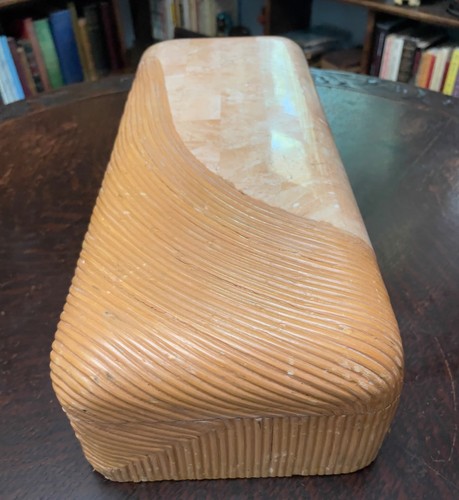 MAITLAND-SMITH SCATOLA PORTAGIOIE IN MARMO TASSELLATO E CANNA - MCM, HOLLYWOOD REGENCY - Foto 4 di 7