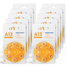 60PC Size 13 Hearing Aid Batteries A13 PR48 1.45V Zinc Air Mercury Free Exp 2028