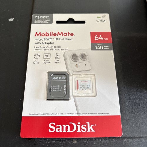 SanDisk SDSQUA4-064G-AW6HA 64GB MobileMate microSDXC UHS-1 Memory Card with - Picture 1 of 2