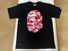 authentic a bathing ape bape abc camo big ape head tee t shirt L BK pink new