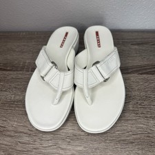 Prada Womens Sandals White Leather Size 36.5 EUC