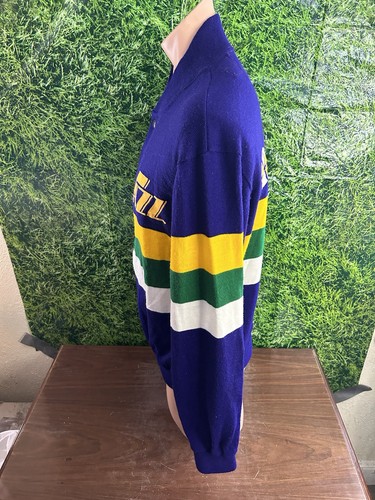 1990 NBA Basketball Game Worn Purple Utah Jazz Warm Up Jacket Size 42+2+2 - Picture 2 of 6