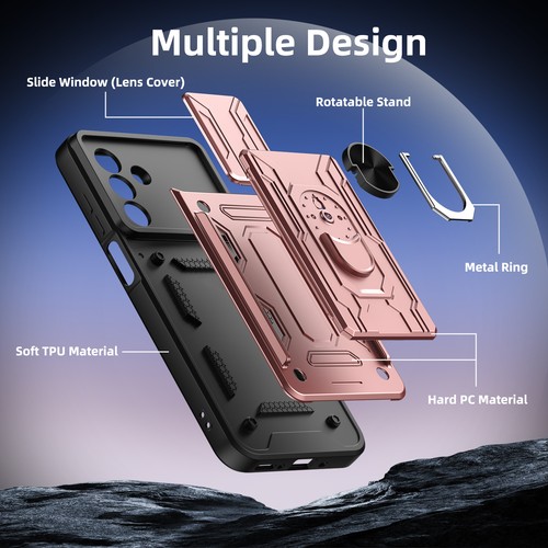 Funda con soporte de anillo para teléfono Samsung Galaxy A17 5G ranura para tarjeta billetera cubierta antideslizante - Imagen 61 de 69