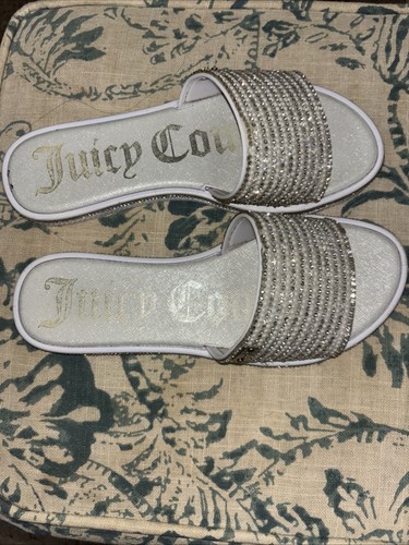 Juicy Couture YRIE Pearl & Rhinestone Slide Sandals Size 7.5 - Picture 4 of 8