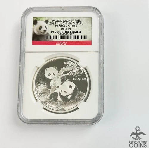 2013 China World Money Fair Berlin 1oz Silver PANDA Medal NGC PF70 Ultra Cameo