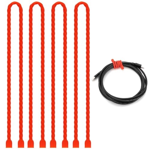 4 PCS 32-Inch Silicone Cable Ties Dia 6.5mm Reusable Steel-Core Rubber Red - Bild 2 von 8