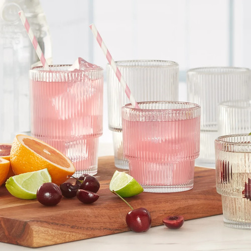 16-Piece Stackable Drinkware Set, Ultra-Clear Pressed Glass, Dishwasher Safe - 第 9/10 張圖片
