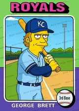 George Brett Homer's Heroes Simpsons 1975 Rookie Custom Trading Card Royals