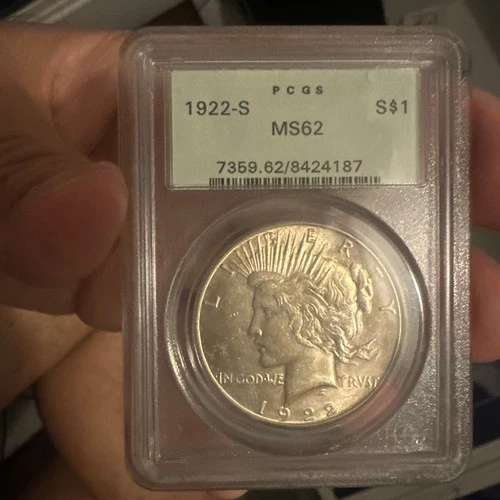 1922-S PCGS MS62 Peace Dollar - High Grade - Old Holder