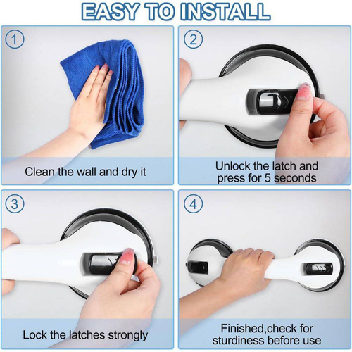 12 In. Strong Suction Shower Handle, Safety Bars for Shower Chair, Bathroom Grab - Picture 4 of 7