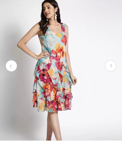 Amanda Lane Gr. 6 Rüschen Lagenlook Maxikleid ärmellos Blumen Urlaub bunt blau - Bild 5 von 12