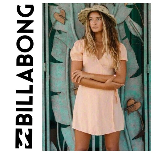 BNWT BILLABONG HOT TROPICS WRAP DRESS LARGE/12 RRP $89.99 (MELON FADE) - Picture 1 of 7