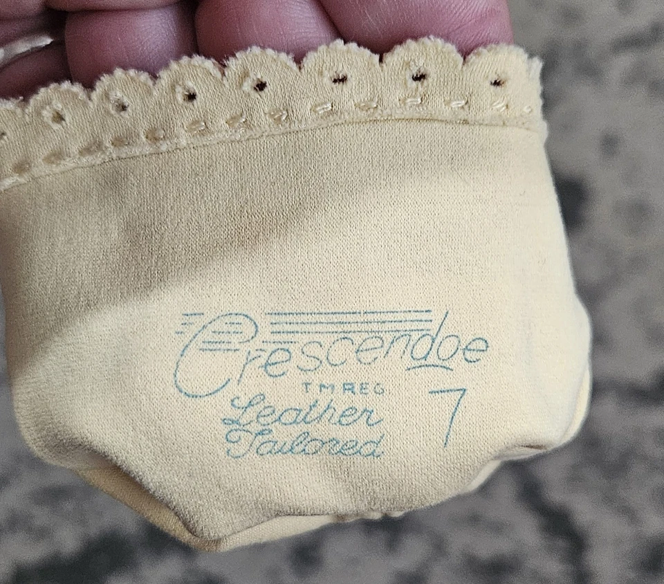 Guantes de cuero Crescendoe vintage a medida todo algodón Goldenrod para mujer talla 7, Foto 3 de 3