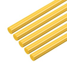 5 Pcs Yellow Plastic Rods 32 x 304mm ABS Round Stick Solid Bar DIY Model
