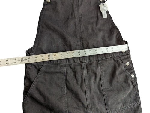 New Topshop Moto Short Overalls Women’s 12 Black Denim Shortalls - Picture 9 of 10