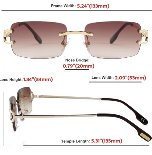 Brand Men Designer Sunglasses Business Fashion Celebrity Luxury Style Rimless - Picture 3 of 3