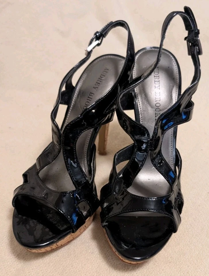 Audrey Brooke Mujer Cuero Corcho Cuña Plataforma Tacones Talla 7 S34 Foto 2 de 4