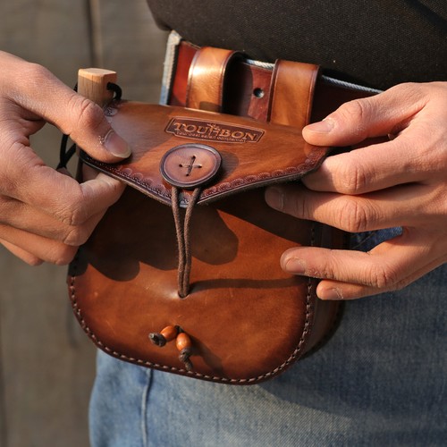 TOURBON Cartridges Waist Bag Leather Ammo Pouch Fits 12/16/20GA Shooting Brown - Picture 6 of 18