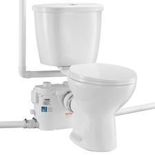 500W Upflush Macerating Toilet, Dual-Flush, Quiet Pump, 3-Inlet Waste System
