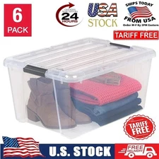 IRIS 45QT Clear Storage Bin with Buckles, 6-pack/NEW FREE SHIPPING !🚚 🚚