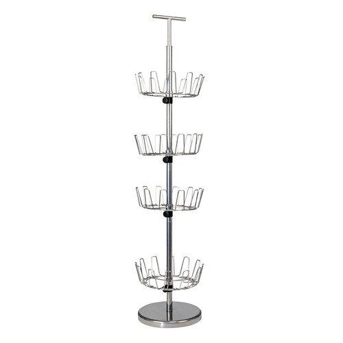 4-Tier Revolving Shoe Tree Heavy-Duty Steel Shoe Rack Holds 24 Pairs Organizer - Picture 6 of 10
