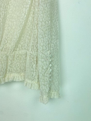 The Kooples Paris White Lace Sheer Ruffle Button Blouse V‑Neck Long Sleeve UK 10 - Picture 7 of 17