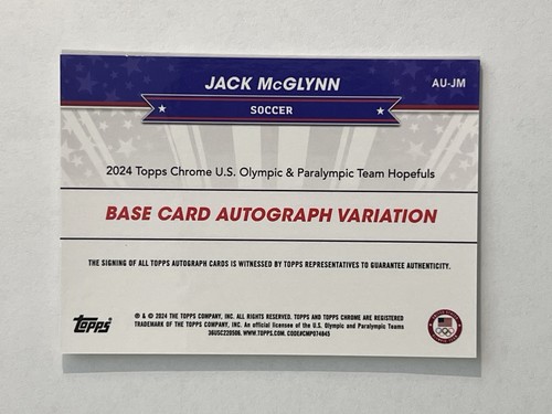 2024 Topps Chrome U.S. Olympics Jack McGlynn 1/1 Auto Superfractor Dynamo MLS - Picture 7 of 13