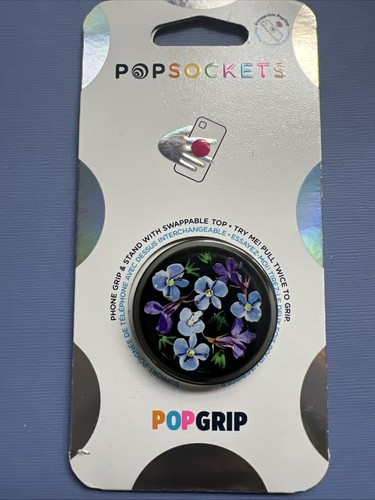 PopSockets Handy Griff austauschbare Oberseite - Nacht Garten Stiefmütterchen Blumen schwarz brandneu - Bild 2 von 3