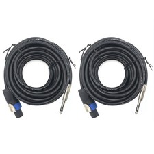 2 Pack 15ft Speakon to 1/4 Inch Male Speaker Cable, 15 feet 6.35mm Stereo Aud...