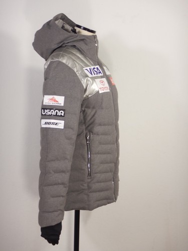 SPYDER Women's US SKI TEAM Gore Windstopper Down Parka Jacket Grey Sz 10 MEDIUM - Picture 3 of 14